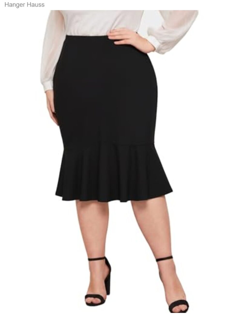 Plus Size Pencil Skirt High Waist Fishtail Midi Business Casual